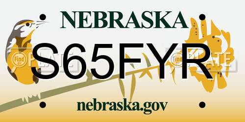 S65FYR Nebraska License Plate