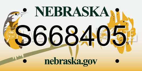 S668405 Nebraska License Plate