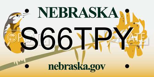 S66TPY Nebraska License Plate