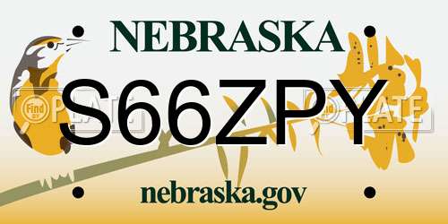 S66ZPY Nebraska License Plate