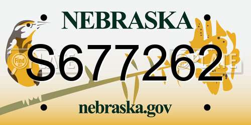 S677262 Nebraska License Plate