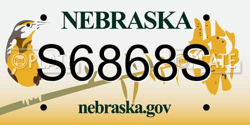 S6868S Nebraska License Plate