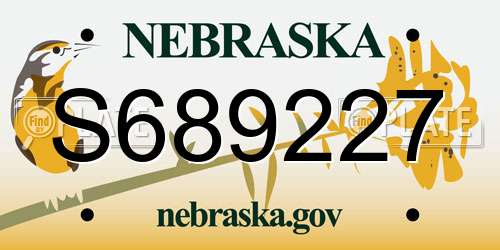 S689227 Nebraska License Plate