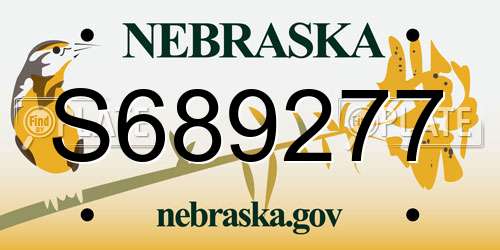S689277 Nebraska License Plate
