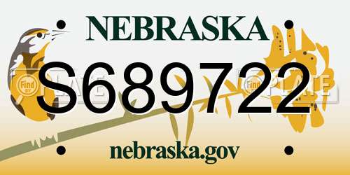 S689722 Nebraska License Plate