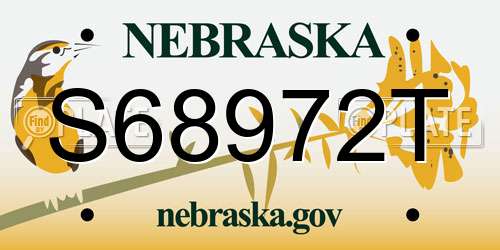 S68972T Nebraska License Plate