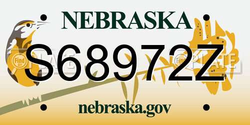 S68972Z Nebraska License Plate
