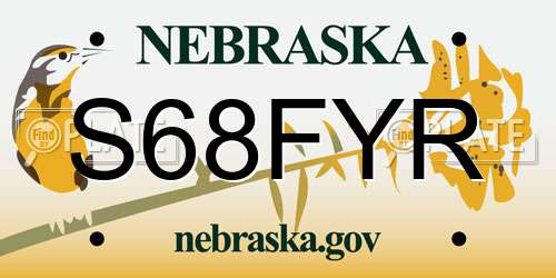 S68FYR Nebraska License Plate