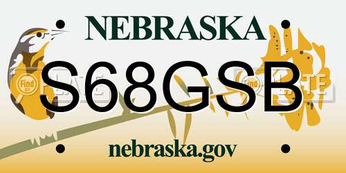 S68GSB Nebraska License Plate