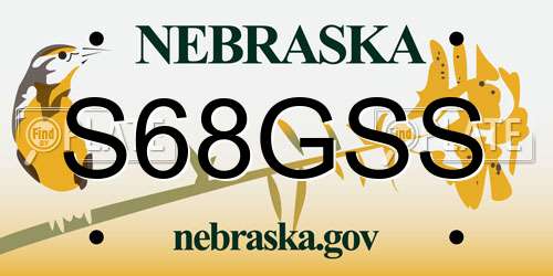 S68GSS Nebraska License Plate