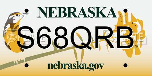 S68QRB Nebraska License Plate