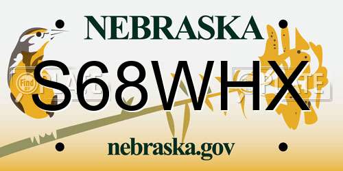 S68WHX Nebraska License Plate