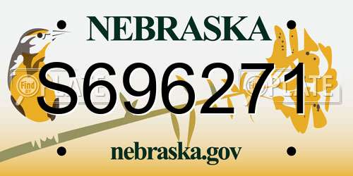 S696271 Nebraska License Plate