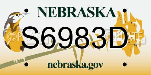 S6983D Nebraska License Plate