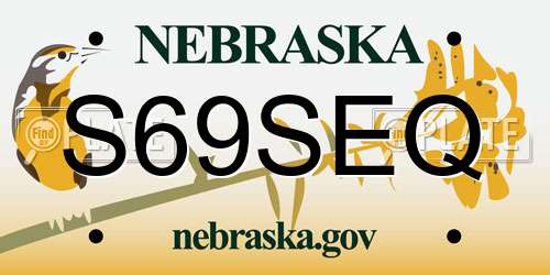 S69SEQ Nebraska License Plate