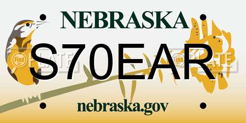 S70EAR Nebraska License Plate