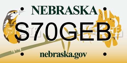 S70GEB Nebraska License Plate