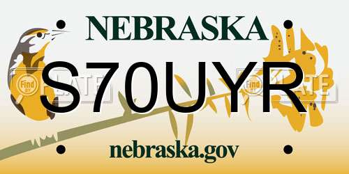 S70UYR Nebraska License Plate