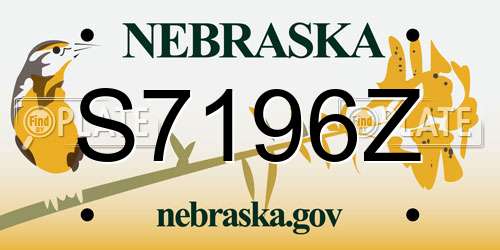 S7196Z Nebraska License Plate