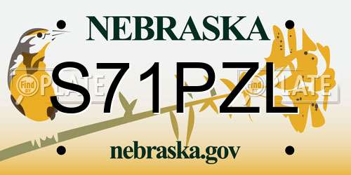 S71PZL Nebraska License Plate