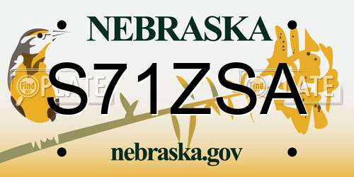 S71ZSA Nebraska License Plate
