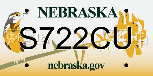 S722CU Nebraska License Plate