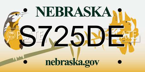 S725DE Nebraska License Plate
