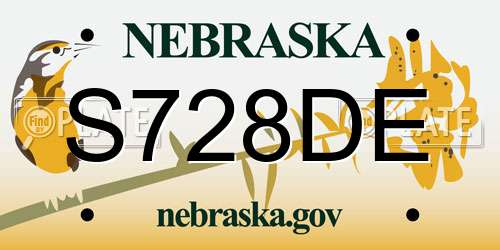 S728DE Nebraska License Plate