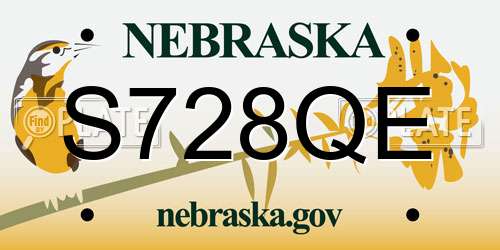 S728QE Nebraska License Plate