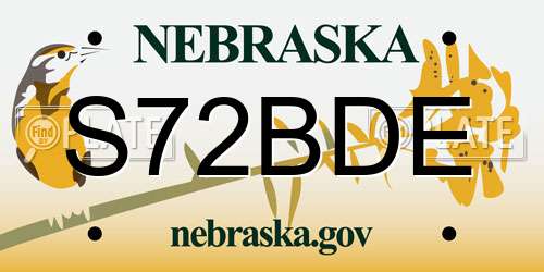 S72BDE Nebraska License Plate