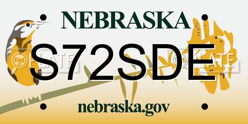 S72SDE Nebraska License Plate