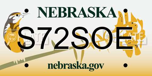 S72SOE Nebraska License Plate