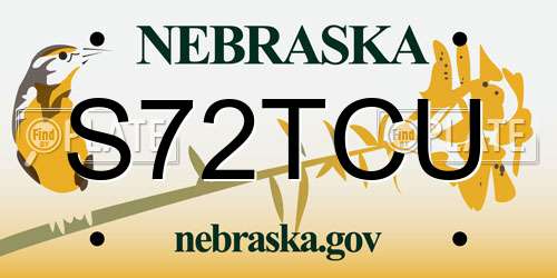S72TCU Nebraska License Plate