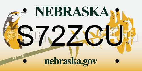 S72ZCU Nebraska License Plate