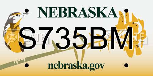 S735BM Nebraska License Plate