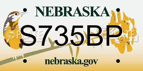 S735BP Nebraska License Plate