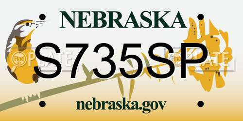 S735SP Nebraska License Plate
