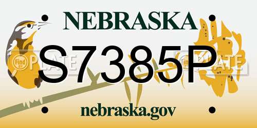 S7385P Nebraska License Plate