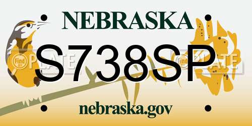 S738SP Nebraska License Plate