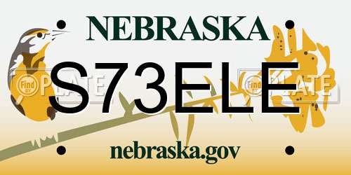 S73ELE Nebraska License Plate