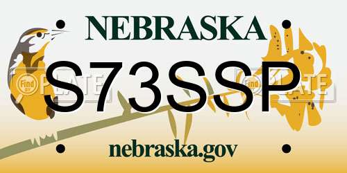 S73SSP Nebraska License Plate