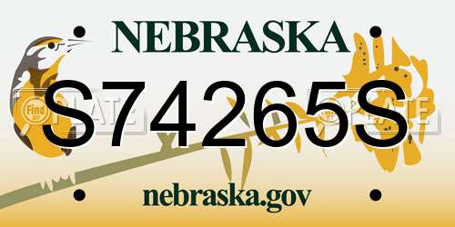 S74265S Nebraska License Plate