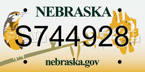 S744928 Nebraska License Plate