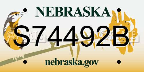 S74492B Nebraska License Plate