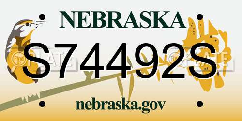 S74492S Nebraska License Plate
