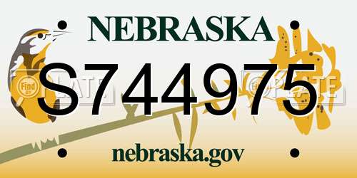 S744975 Nebraska License Plate