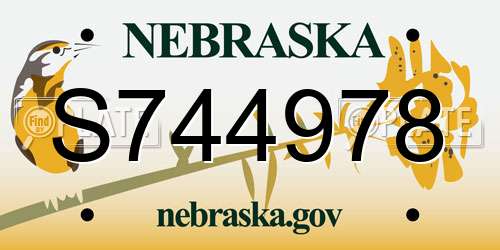 S744978 Nebraska License Plate