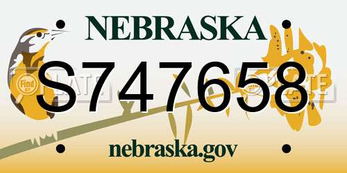 S747658 Nebraska License Plate