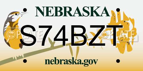 S74BZT Nebraska License Plate
