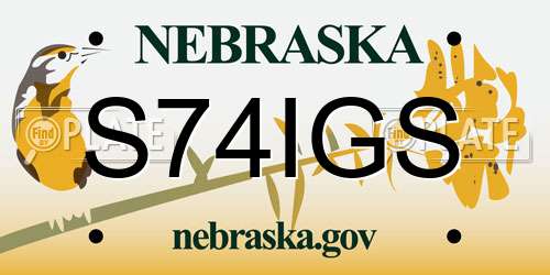 S74IGS Nebraska License Plate